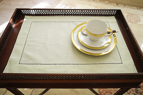 Gleam color Hemstitch Placemat 14"x20". Ramie & Cotton - Click Image to Close